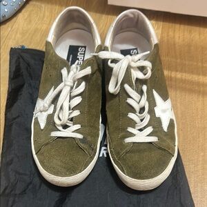Golden Goose Olive Sneakers with White Star